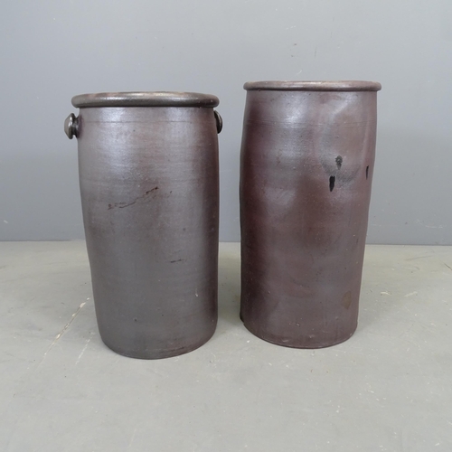 2979 - Two similar French terracotta pots du lard. Tallest 32x63cm.