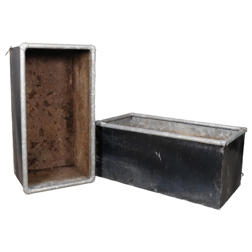 2808 - A pair of rectangular painted galvanised planters. Each 93x42x48cm.