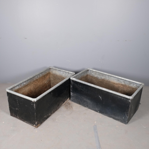 2808 - A pair of rectangular painted galvanised planters. Each 93x42x48cm.