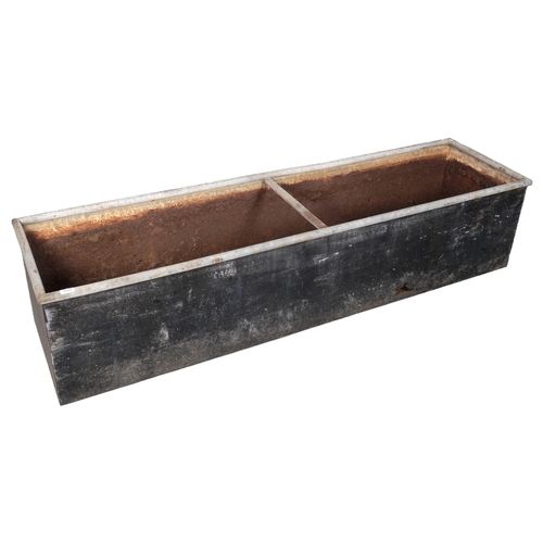 2809 - A rectangular painted galvanised metal planter. 185x42x48cm.