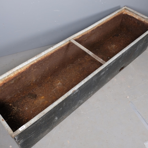 2809 - A rectangular painted galvanised metal planter. 185x42x48cm.