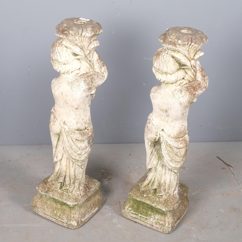 2816 - A pair of stone cherub garden statues. Height 79cm.