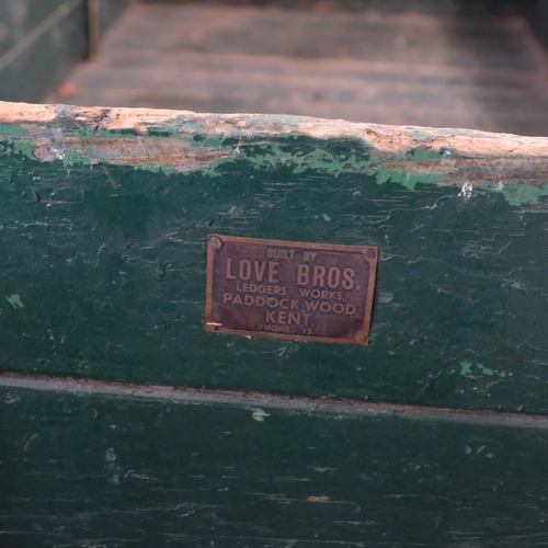 2821 - An agricultural hand cart, with drop gate. Plaque mounted to front for Love Bros, Ledgers Works, Pad... 