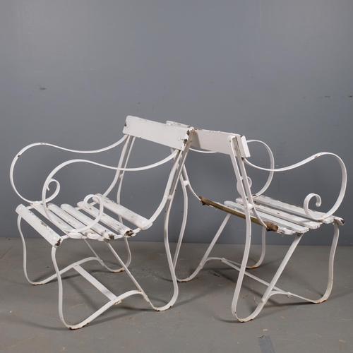 2837 - A pair of Victorian style strapwork garden chairs. Overall 54x75x65cm, seat 44x37x35cm.