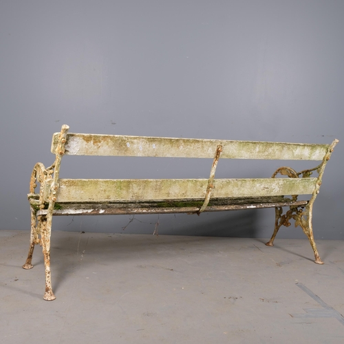 2845 - A Victorian Falkirk blackberry garden bench. Overall 180x82x60cm, seat 175x40x37cm.