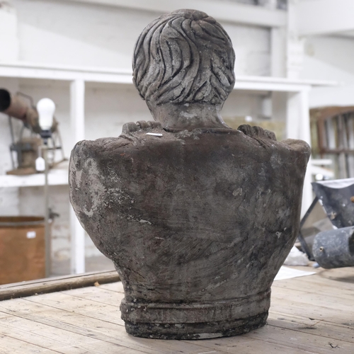 2869 - A weathered reconstituted stone bust, study of Augustus Caesar. Height 55cm.