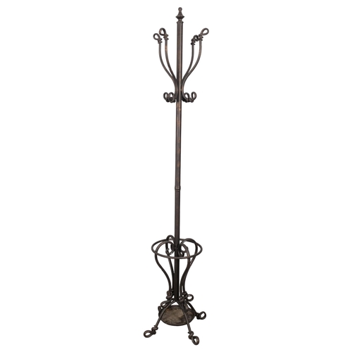 2886 - A painted wrought-metal hat and coat stand. Height 190cm.