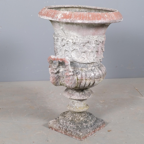 2889 - A cast metal Campana style garden urn. 45x66cm.