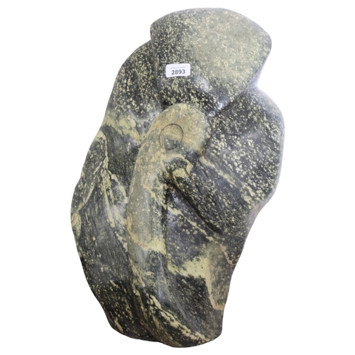 2893 - A hand carved hardstone sculpture, study of a Leopard rock bird. Height 54cm.