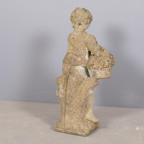 2922 - A weathered concrete sculpture, study of a boy. Height 74cm.