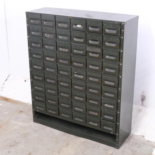 2933 - A painted industrial bank of 54 drawers. 89x107x30cm.