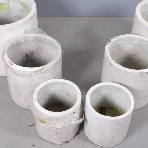 2936 - Two sets of three graduated reconstituted marble garden pots. Largest 37x37cm.