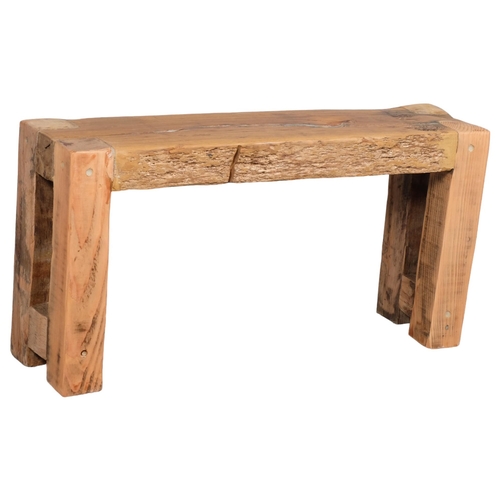 2943 - A pine rustic garden bench. 83x42x21cm.