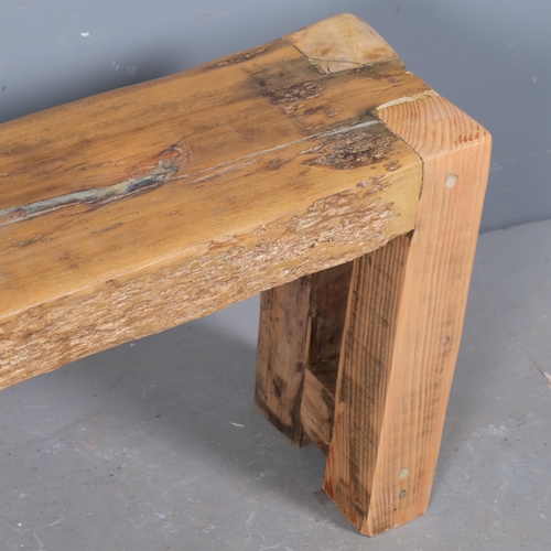 2943 - A pine rustic garden bench. 83x42x21cm.