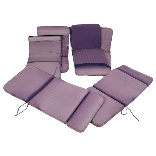 2956 - A set of six garden seat cushions.