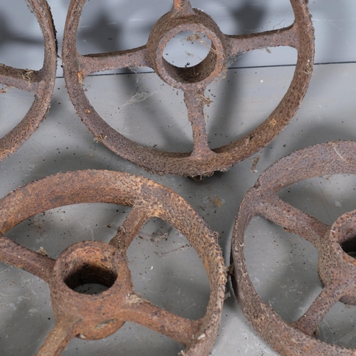 2959 - Four antique cast-iron shepherd's hut wheels. Diameter - 33cm.