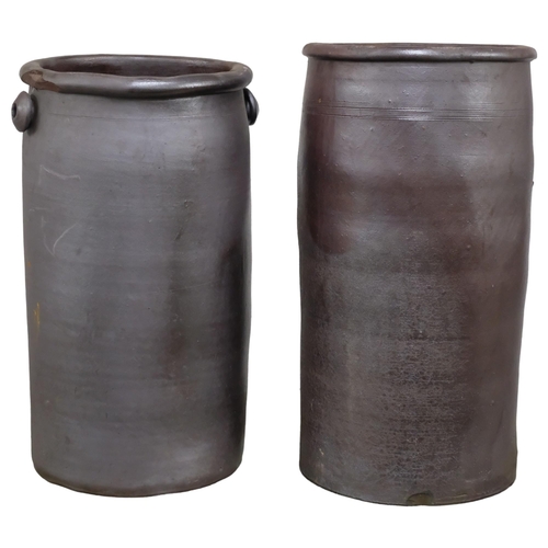 2979 - Two similar French terracotta pots du lard. Tallest 32x63cm.