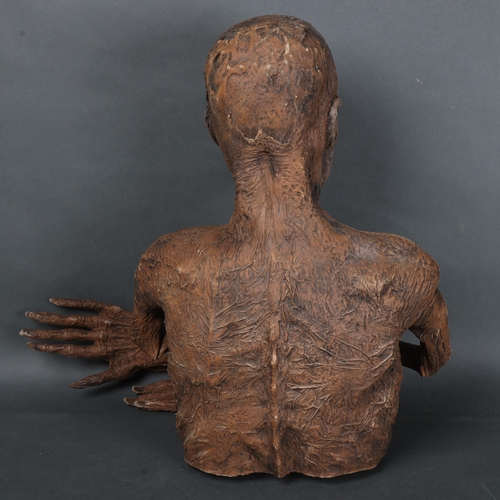 3040 - Curiosity/Macabre : A rubber half-body of a zombie, likely a theatre prop, torso and head, height 47... 