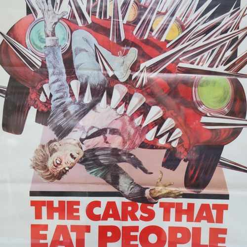 3057 - Curiosity/Macabre : A vintage B movie quad poster, 'The Cars That Eat People', framed, overall 110cm... 