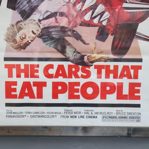 3057 - Curiosity/Macabre : A vintage B movie quad poster, 'The Cars That Eat People', framed, overall 110cm... 