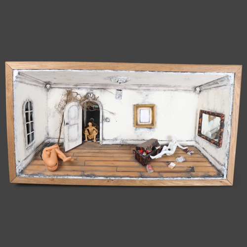 3065 - Curiosity/Macabre : David Jupe - a large mixed media diorama, country house living room scene with v... 