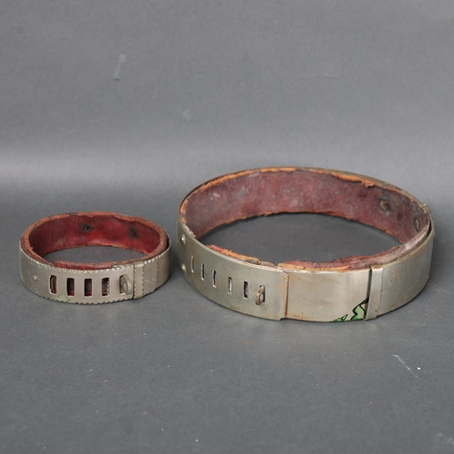 3075 - Curiosity/Macabre : Two Victorian chrome plated dog collars, smaller collar named to 'Watkins, 4 Hol... 