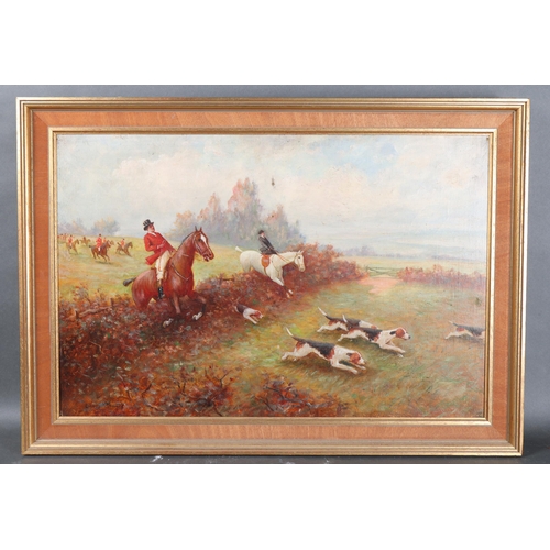 3083 - Eugene McSwiney - a pair of oils on canvas, hunting scenes, both signed and framed, overall 49cm x 7... 