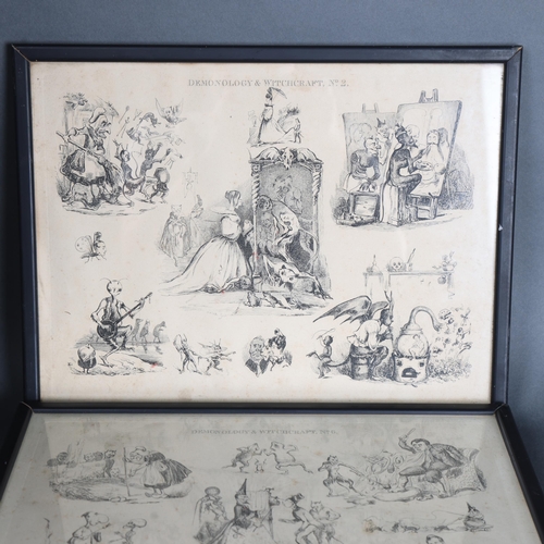 3110 - Two Henry Heath framed 19th century etchings 'Demonology and Witchcraft', both framed, 27.5cm x 36cm... 