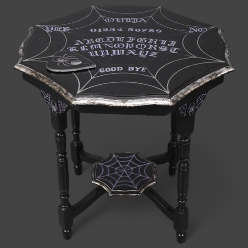 3114 - Curiosity/Macabre : A Ouija board spiderweb design coffee table, with planchette, 60cm x 60cm, planc... 