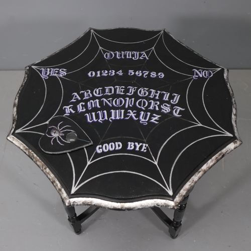 3114 - Curiosity/Macabre : A Ouija board spiderweb design coffee table, with planchette, 60cm x 60cm, planc... 