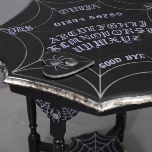 3114 - Curiosity/Macabre : A Ouija board spiderweb design coffee table, with planchette, 60cm x 60cm, planc... 