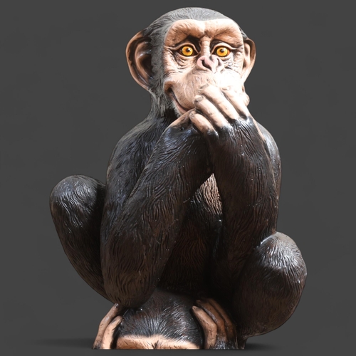 3176 - Natural History : Lifesize Trio of Chimpanzees - Speak no evil, hear no evil, see no evil. Stands 15... 