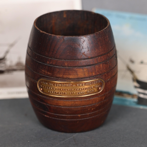 3217 - Curiosity/Macabre : Minature Barrel carved from a Piece of the bowsprit from Lord Nelson’s flagship ... 