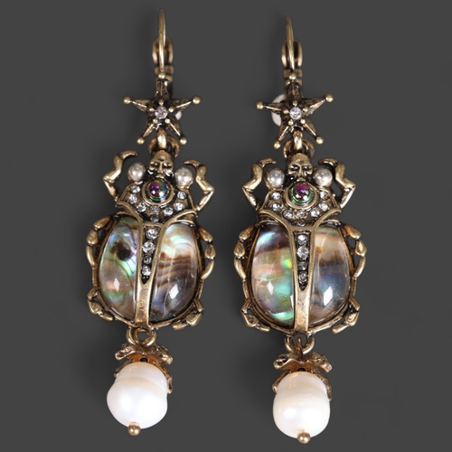 3256 - Jewellery: Alexander McQueen style costume jewellery - pair of earrings. In the form of beetles with... 