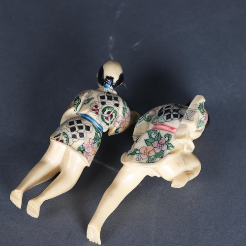 3286 - Japanese Erotic Okimono 
An interesting pair of polychromed celluloid interlocking Okimono in the fo... 