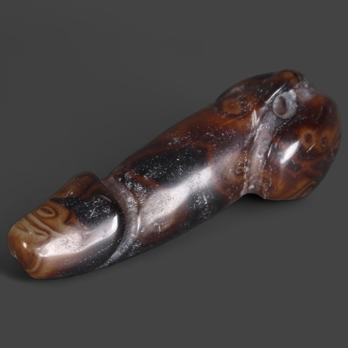 3287 - Curiosity/macabre: Carved Agate Penis Amulet Pendant 
A carved and polished piece of crazy lace agat... 