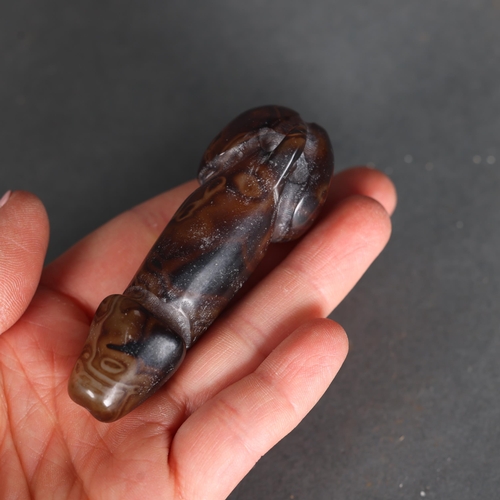 3287 - Curiosity/macabre: Carved Agate Penis Amulet Pendant 
A carved and polished piece of crazy lace agat... 