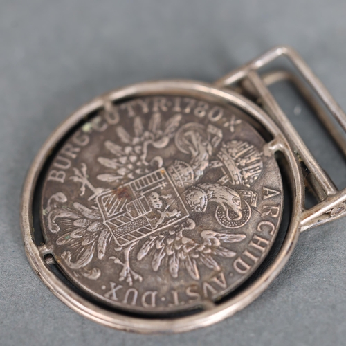 3303 - Curiosity/Macabre : Silver money clip made from a Maria Theresa Silver Thaler coin. A novelty money ... 