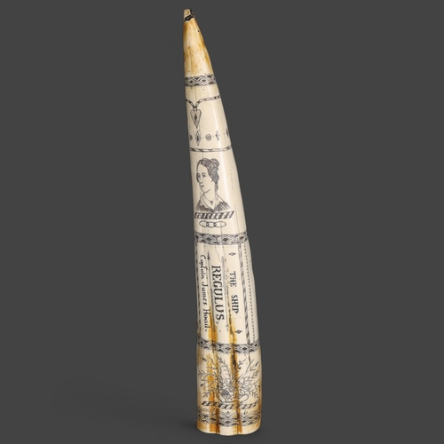 3411 - Natural History : Scrimshaw Walrus Tusk Replica.
A good quality resin replica large walrus tusk with... 