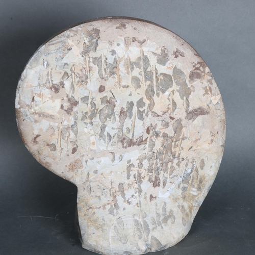 3432 - Natural History : A large polished ammonite, height 34cm.