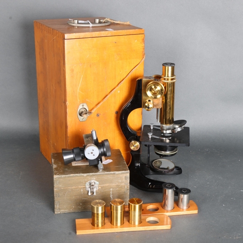 3440 - Ernst Leitz Wetzlar, an early 20th Century brass painted monocular microscope, number 208296, in ori... 