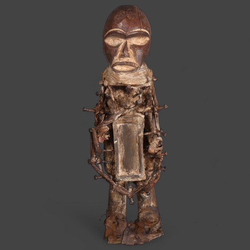 3456 - Curiosity/Macabre : A large Bakongo nail fetish figure, from Congo, Africa, height 48cm.