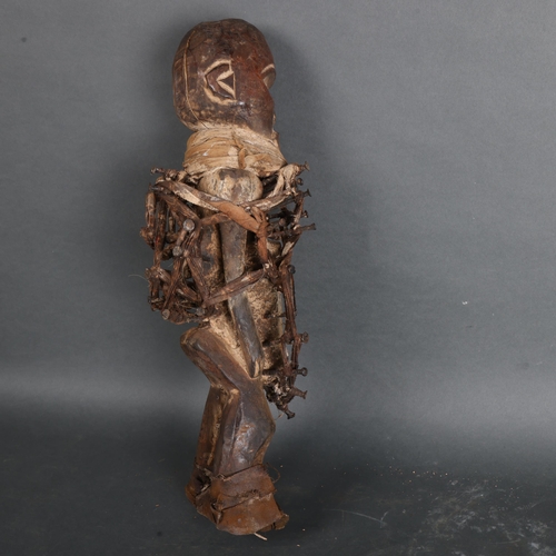 3456 - Curiosity/Macabre : A large Bakongo nail fetish figure, from Congo, Africa, height 48cm.