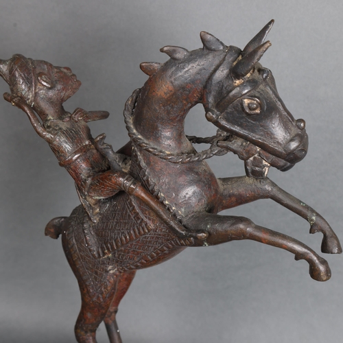 3470 - An African tribal bronze horse and rider from Mali, height 39cm.