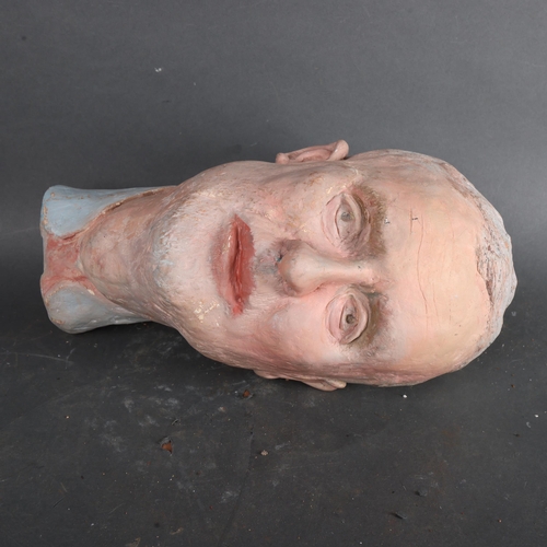 3484 - Art Pottery : A painted plaster bust of a man, unsigned, height 34cm.