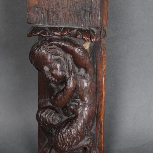 3504 - An 18th Century Oak carving, relief study of a infant Faun, length 20cm.