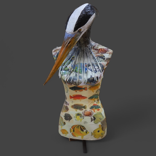 3508 - Curiosity/Macabre : Clive Fredriksson, a modern decoupage mannequin, with papier mache hand painted ... 