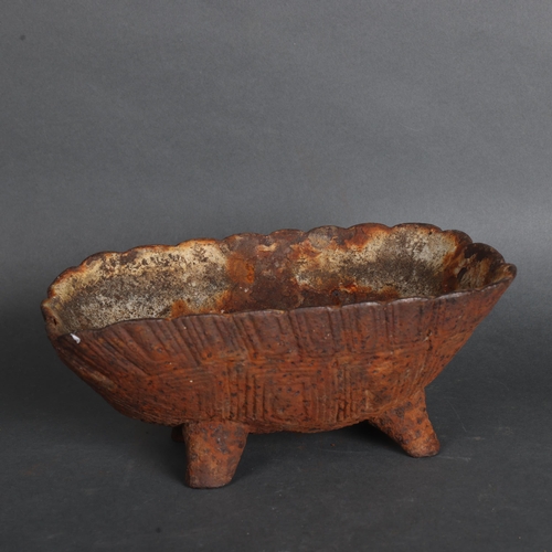 3535 - Natural History : A cast iron planter in the form of a tortoise shell, on feet, width 26cm.