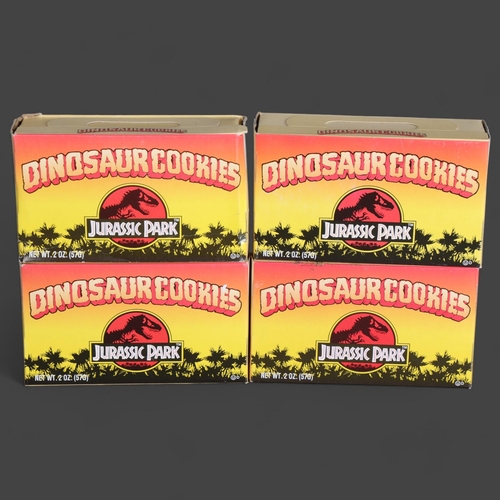 3538 - Jurassic Park - A group of four unopened 'Dinosaur Cookies', new old stock, manufactured in 1992 to ... 