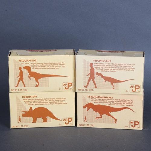 3538 - Jurassic Park - A group of four unopened 'Dinosaur Cookies', new old stock, manufactured in 1992 to ... 